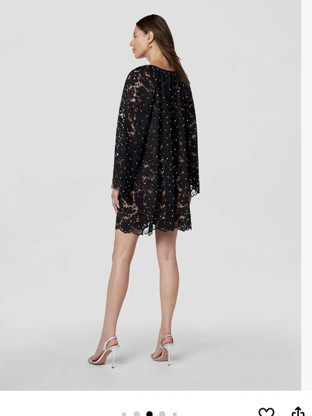 Michael Kors Studded Corded Floral Lace V-Neck Dress Black